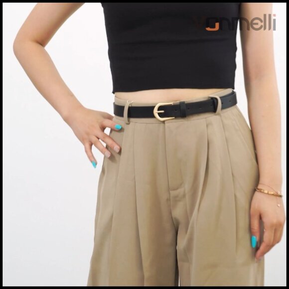 4 Pack Faux Leather Skinny Belts with Gold Buckle for Women main image 6